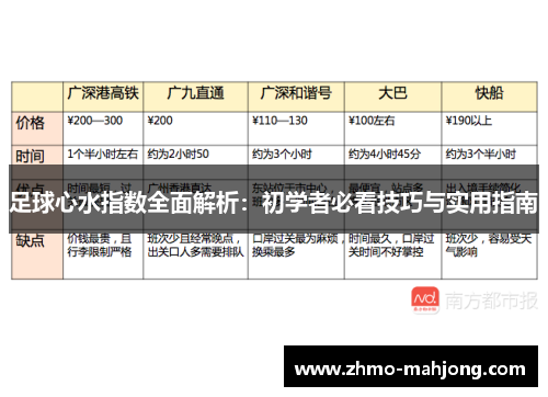 足球心水指数全面解析：初学者必看技巧与实用指南