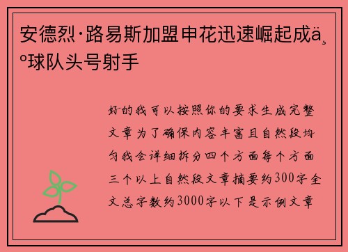 安德烈·路易斯加盟申花迅速崛起成为球队头号射手 安德烈·路易斯加盟申花迅速崛起成为球队头号射手